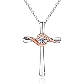 ACECHA Cross Necklace for Women, Dainty Silver Cross Pendant Necklaces, Faith Crucifix Jewelry Gift for Mom Wife for Christmas Birthday