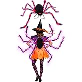 Camlinbo 64 LED Halloween Spider Costume Colorful Spider Costume with Lights Plush Spider Halloween Accessories Decor