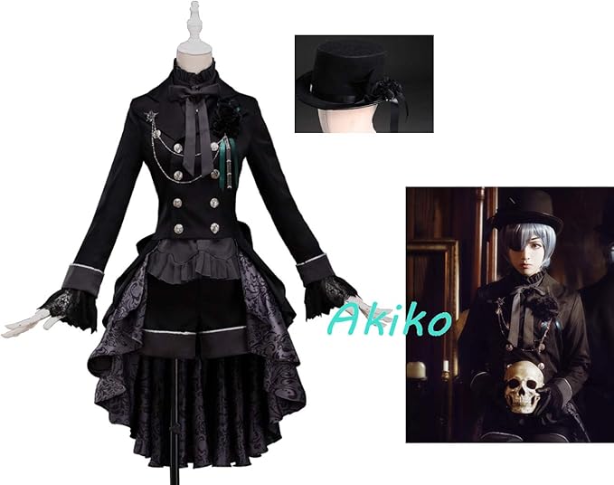 Amazon Akiko 黒執事 シエル コスプレ 衣装 クロシツジ 漫画 帽子付属 手袋付属 ウィッグ追加可能 L 衣装 コスプレ 仮装 通販