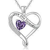 Infinity Heart Necklaces for Women - S925 Sterling Silver Love Heart Birthstone Pendant Necklace, Wedding Anniversary, Birthday, Mothers Day Gifts for Mom, Mother, Wife, Girlfriend
