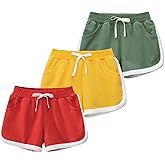LeeXiang Boys Girls Summer 2 Pack Knit Sports Shorts,Toddler Baby Casual Pull-On Soft Shorts