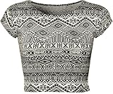 PaperMoon Women's Print Cap Sleeve Crop Top
