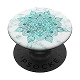 Pretty Feminine Boho Floral Teal & White Mandala