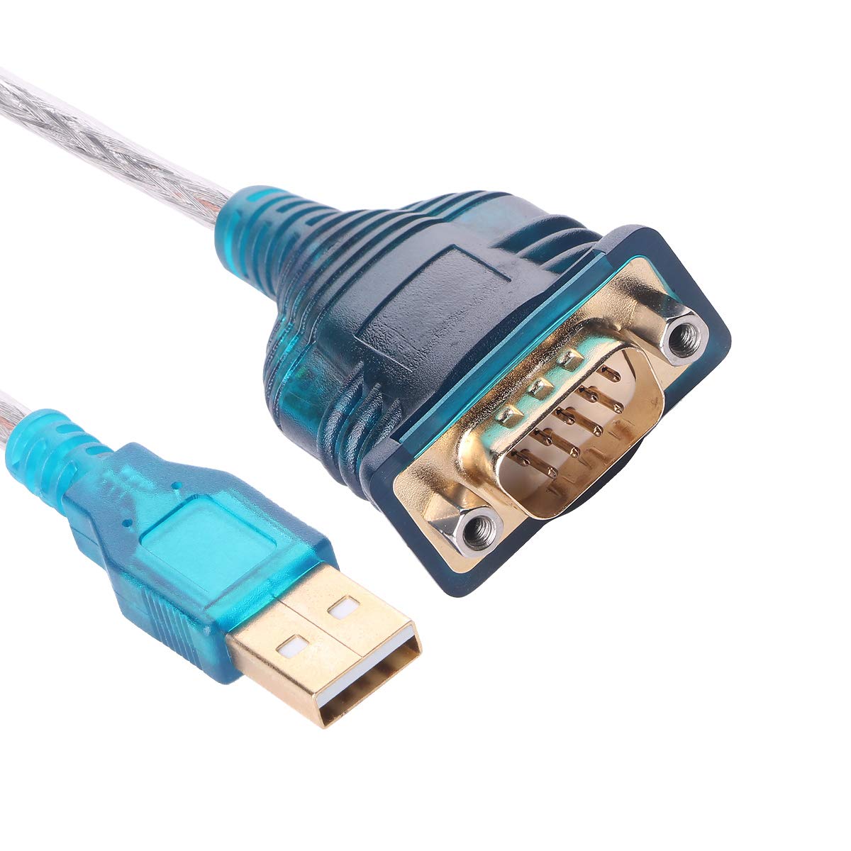 USB to RS-232 9-Pin DB9 Male Serial Adapter Cable for Windows Mac OS Linux FT232RL Chipset (5FT, USB Type A to DB9)