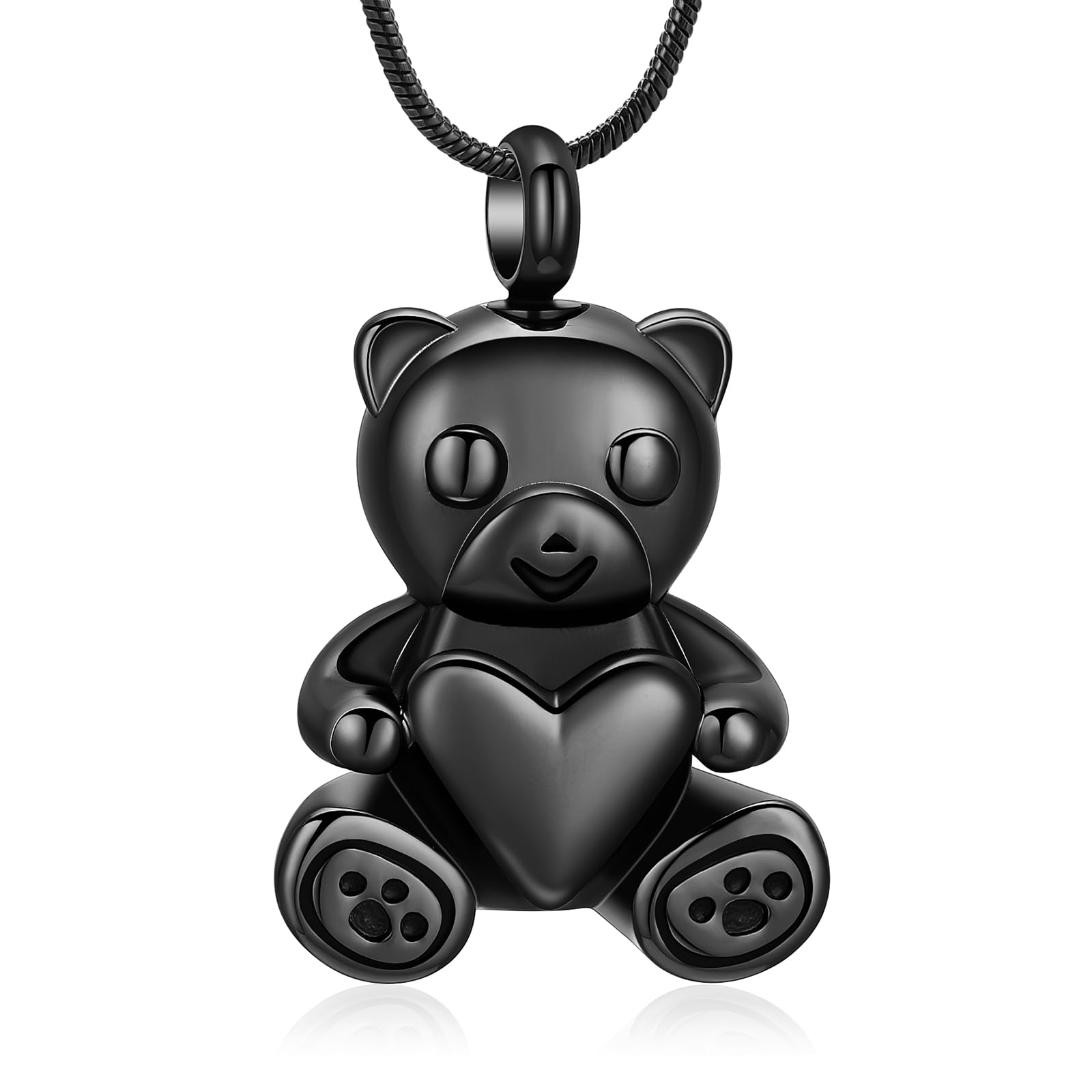 Cremation Jewelry - Teddy Bear Urn Necklace for Men Women with Mini Keepsake Urn Memorial Ash Jewelry