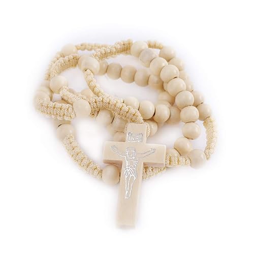 ROSABLESS Wooden Rosary Beads Catholic Cross Necklace Bulk Rosary