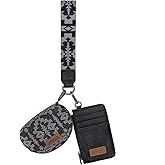 Wrangler Aztec Keychain Wristlet Wallets for Women Western Dual Pouch Wristlet Credit Card Holder Wallet with Zipper Pocket WG2212-W0051BK