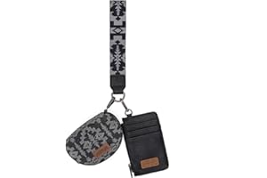MONTANA WEST Wrangler Aztec Keychain Wristlet Wallets for Women Western Dual Pouch Wristlet Credit Card Holder Wallet with Zipper Pocket WG2212-W0051BK