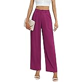 Feiersi Women's Business Work Trousers High Waisted Wide Leg Pants Long Straight Suit Pants with Pocket