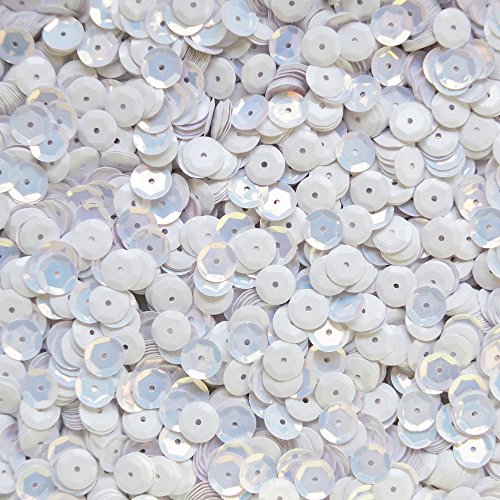 8mm Cup Sequins Opaque Palest Blue Aurora Sky Loose Facet Paillettes Made in USA