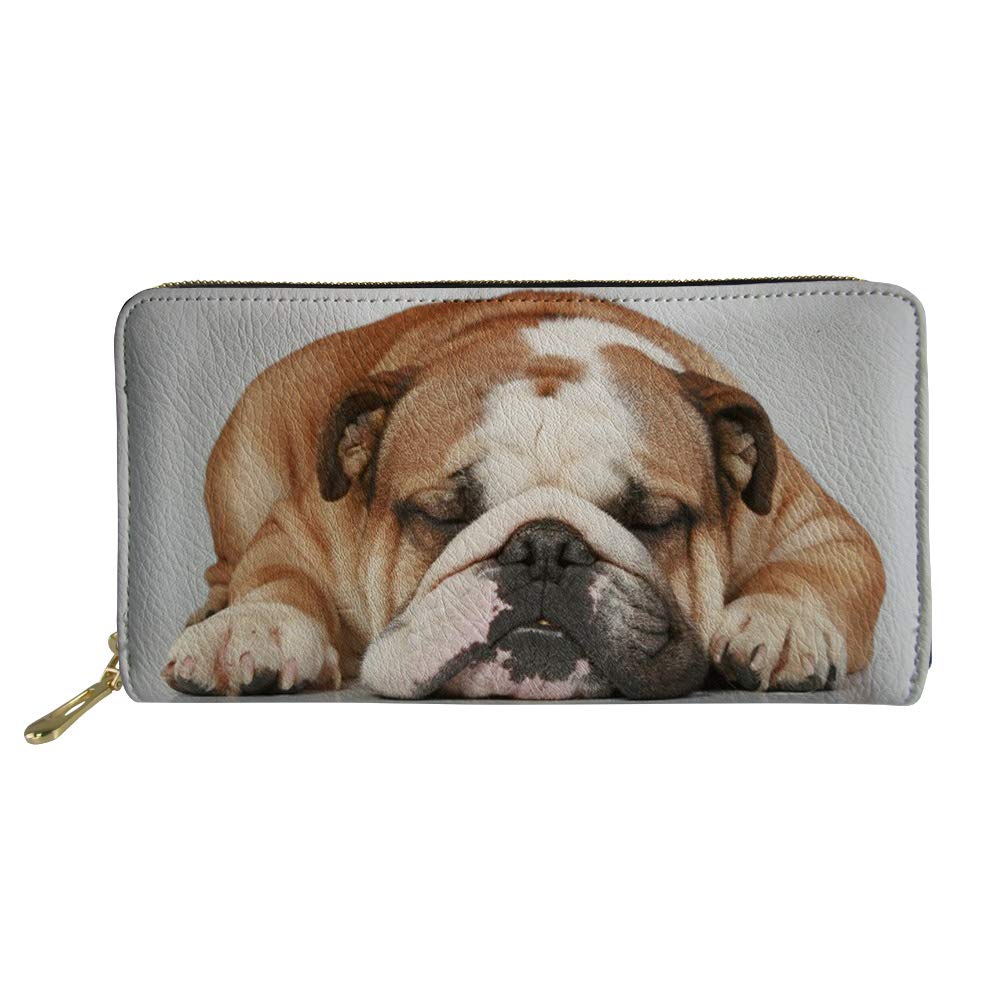 Showudesigns Long Wallet Purse Handbag Leather Purse Clutch Bag for Women Girls English Bulldog Mother's Day Gifts