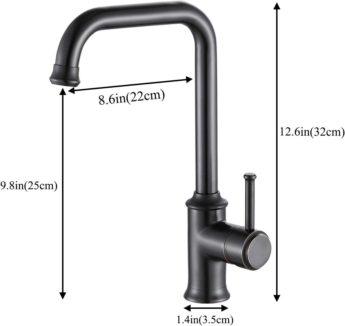 NEWRAIN Kitchen Sink Taps Mixer Solid Brass Monobloc Single Lever 360 Swivel Spout Kitchen Sink Basin Mixer Tap,with Flexible Hoses and Fittings,Black - Image 5