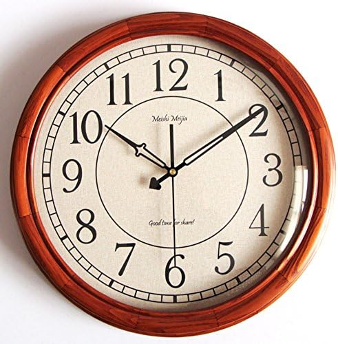 Large round wall clock,Mute solid wood wall clock [chinese style] Simple Living room Bedroom Sinensis Aa carbon battery-A 16inch