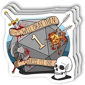 msgolbi 3 PCs Stickers DND Sticker for Laptop, Phone, Cars, Decal Vinyl Funny Stickers for Computers, Bumpers, Hydro Flasks, Water Bottles, Case