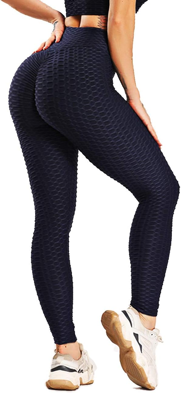 SEASUM Waffle Texture Bubble High Waist Gym Leggings Women Slim Fit Scrunch Butt Lift Wrokout Yoga Pants Plus Size