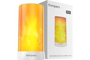 Hompavo 【Upgraded】 LED Flame Lights, 4-Mode Rechargeable Battery Operated Flameless Candles, Waterproof Pillar Flickering Lanterns for Living Room Bathroom Patio Wedding Party Christmas Home Decor