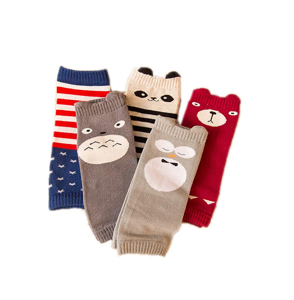 Kauftree 5 Pairs Baby Leg Warmers Knee Pads Leg Warmers Knee Socks Cartoon Boys Girls