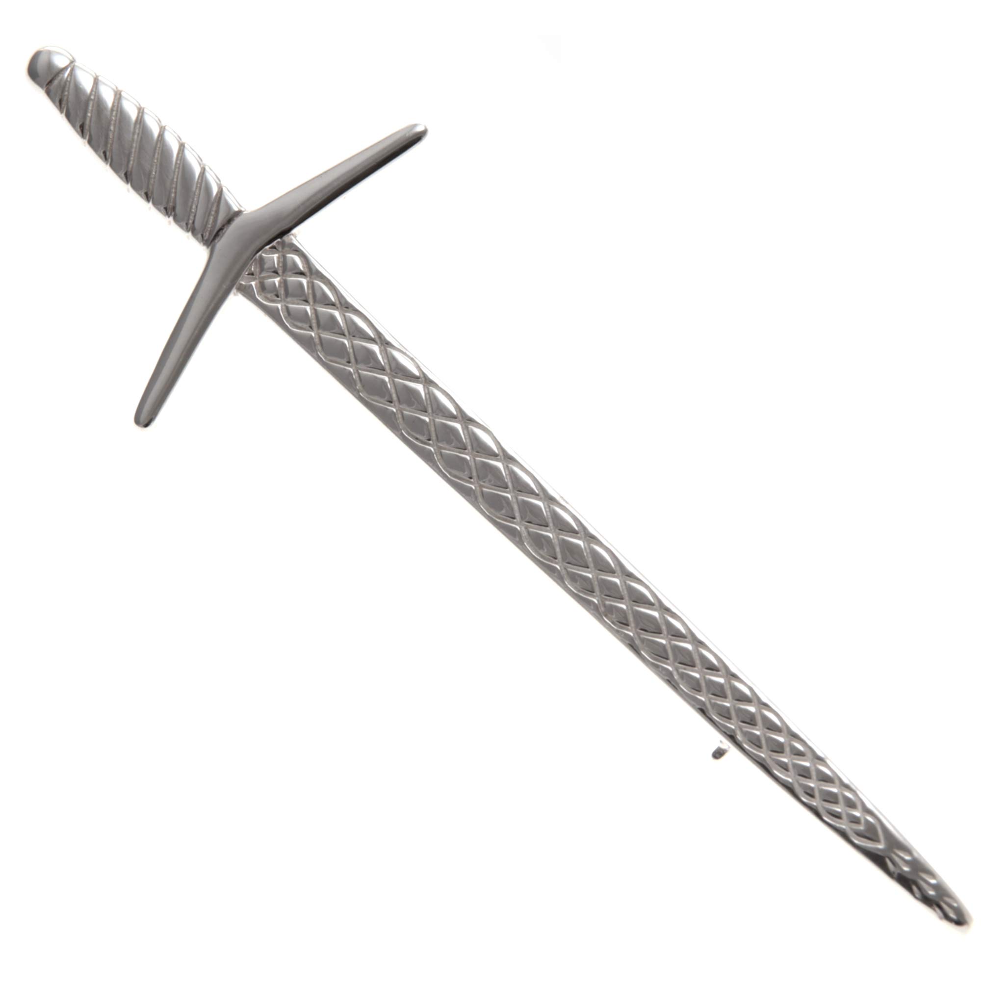 Alexander Castle 925 Sterling Silver Scottish Celtic Sword Kilt Pin Brooch for Men & Women - Kilt Accessory with Jewellery Gift Box - 85mm