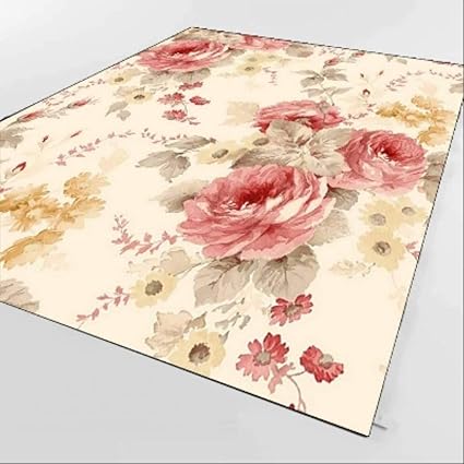 Lfddt Rouge Vintage Rose Vert Feuilles Fleur Jaune 3d