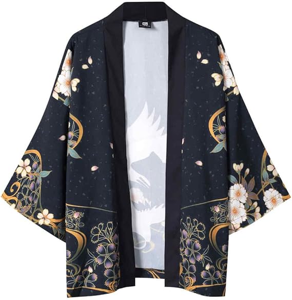 Spring Color Floral Print Half Sleeve Kimono Cardigan Loose
