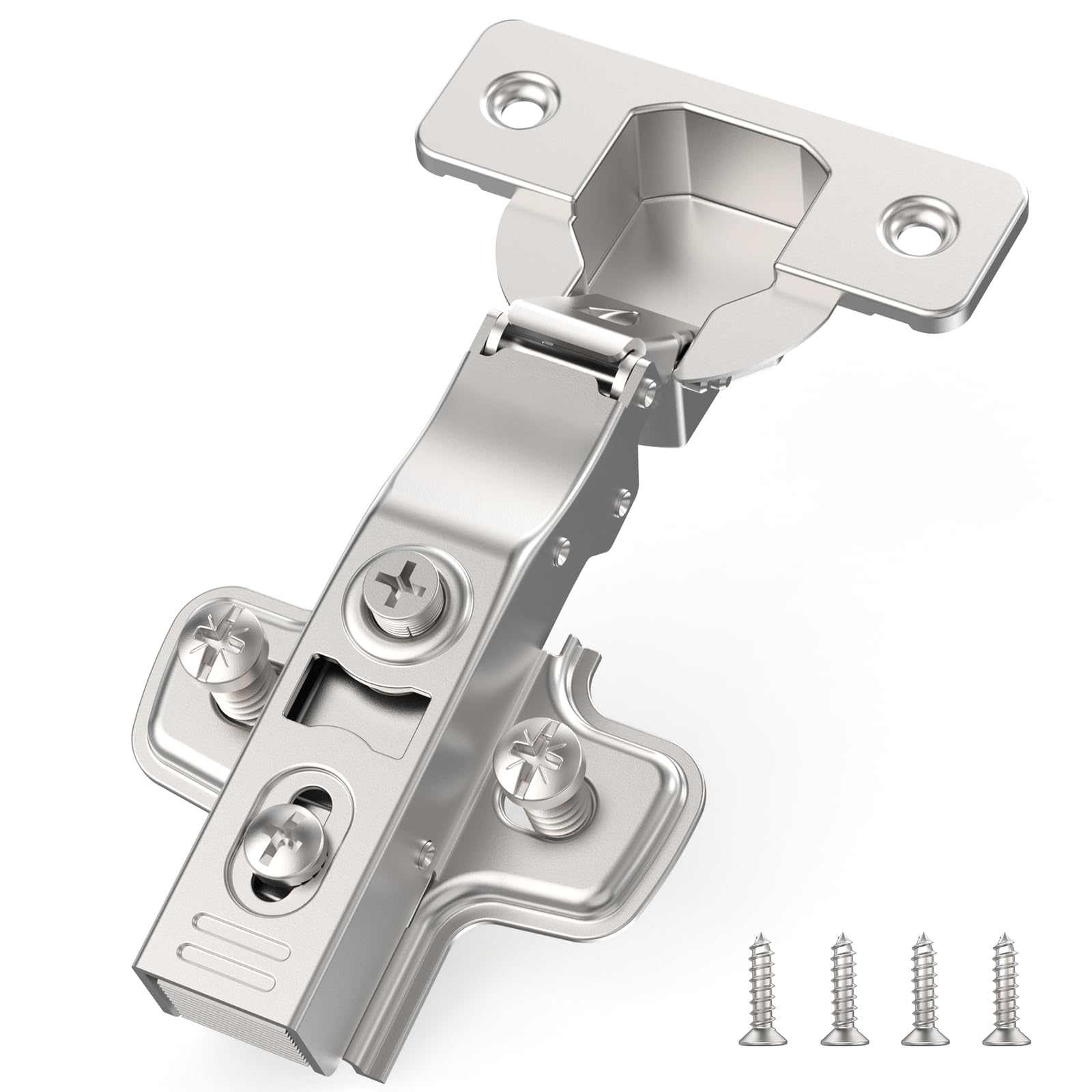 Furniware Pack of 20 Corner Stop Cabinet Hinges, Opening Angle 110° with Hydraulic Spring, Perfect Soft Close Kitchen Cabinet Hinges, Pot Drilling Distance 45 mm, for Kitchen Cabinet, Wardrobe