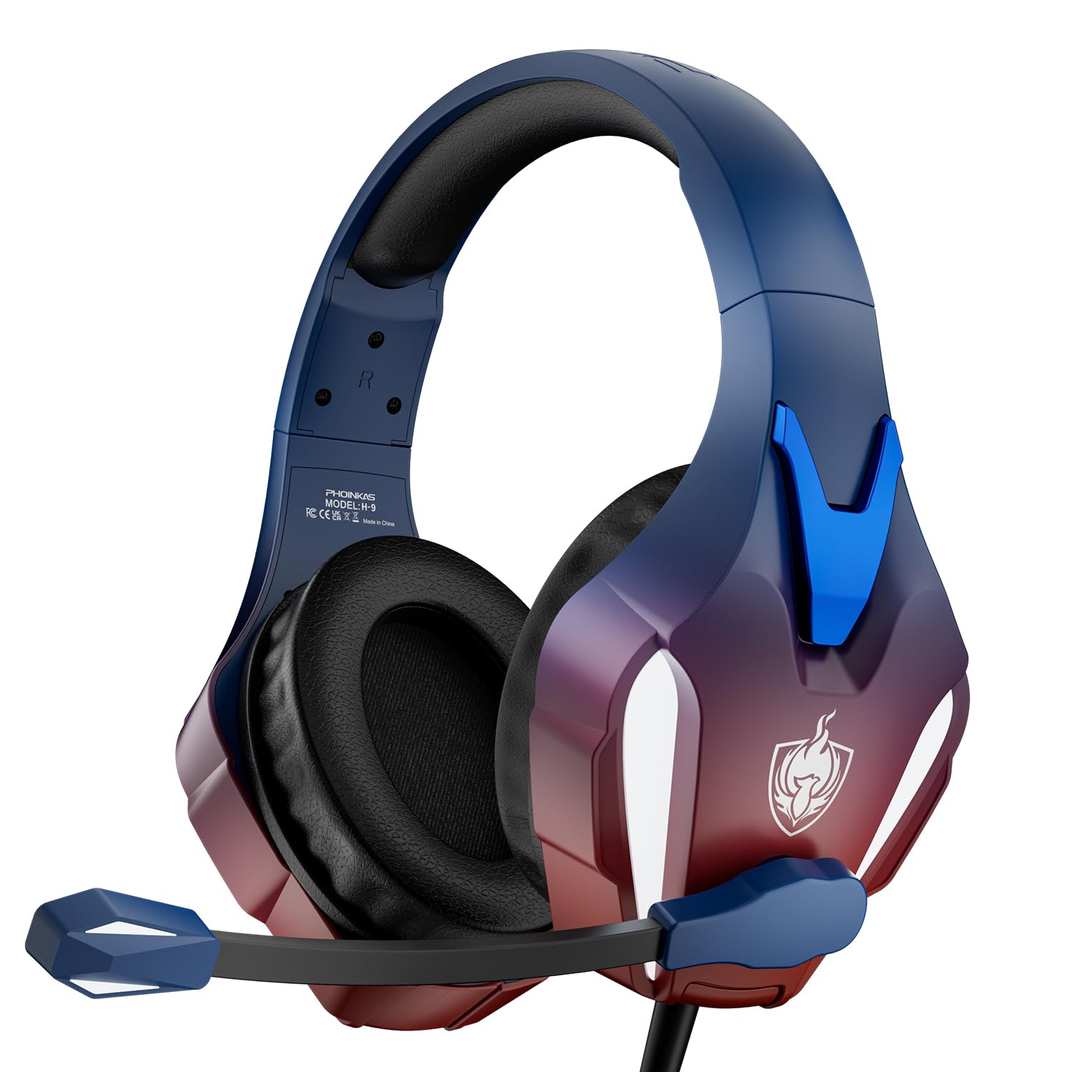 Photo 1 of PHOINIKAS PS4 Gaming Headset for PC, PS5, Xbox Headset with 7.1 Stereo Sound, Over Ear Gaming Headphones for Switch, Mobile PS4 with Noise Cancelling Mic, LED Light (Dazzle Blue)