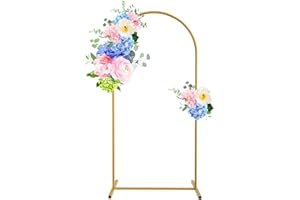 LING RUI Metal Arch Backdrop Stand 7.2ft Gold Wedding Arched Frame Balloon Arch Stand, Open Arch Frame with Base Stand Backdrop for Ceremony Parties Birthday Floral Flower Garden Decoration
