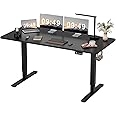Furmax Electric Height Adjustable Standing Desk Large 63 x 24 Inches Sit Stand up Desk Home Office Computer Desk Memory Preset with T-Shaped Metal Bracket, Black