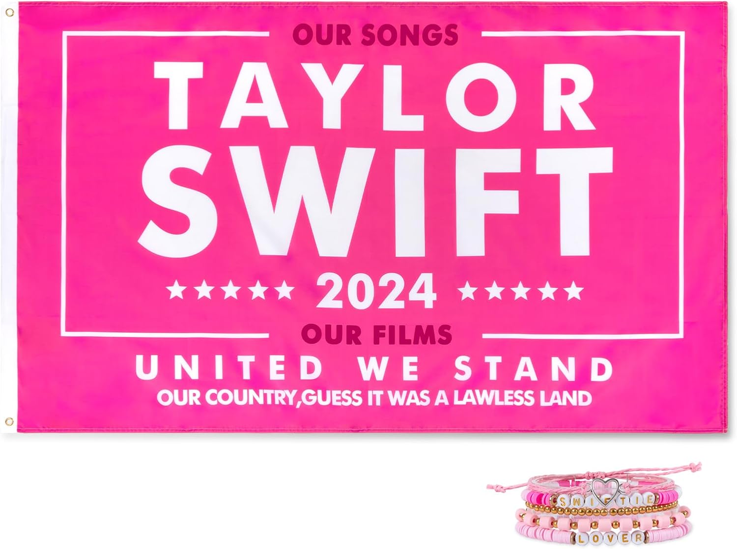 Tapestries - MGBPEI Taylor 2024 Flag Indoor and Outdoor Funny Banner 3x5 Feet Taylor Swift Flag for College Dorm Wall Tapestry Decor with Taylor Lover Friendship Bracelets