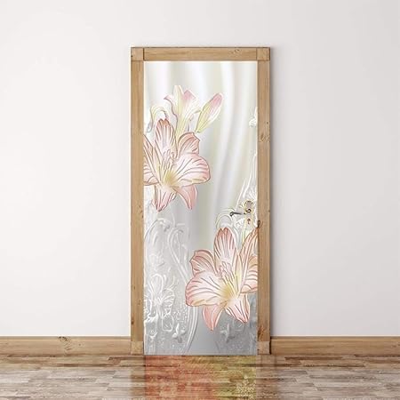 Dnfurniture 3d Etiqueta De La Puerta Flores De Linea 77x200cm