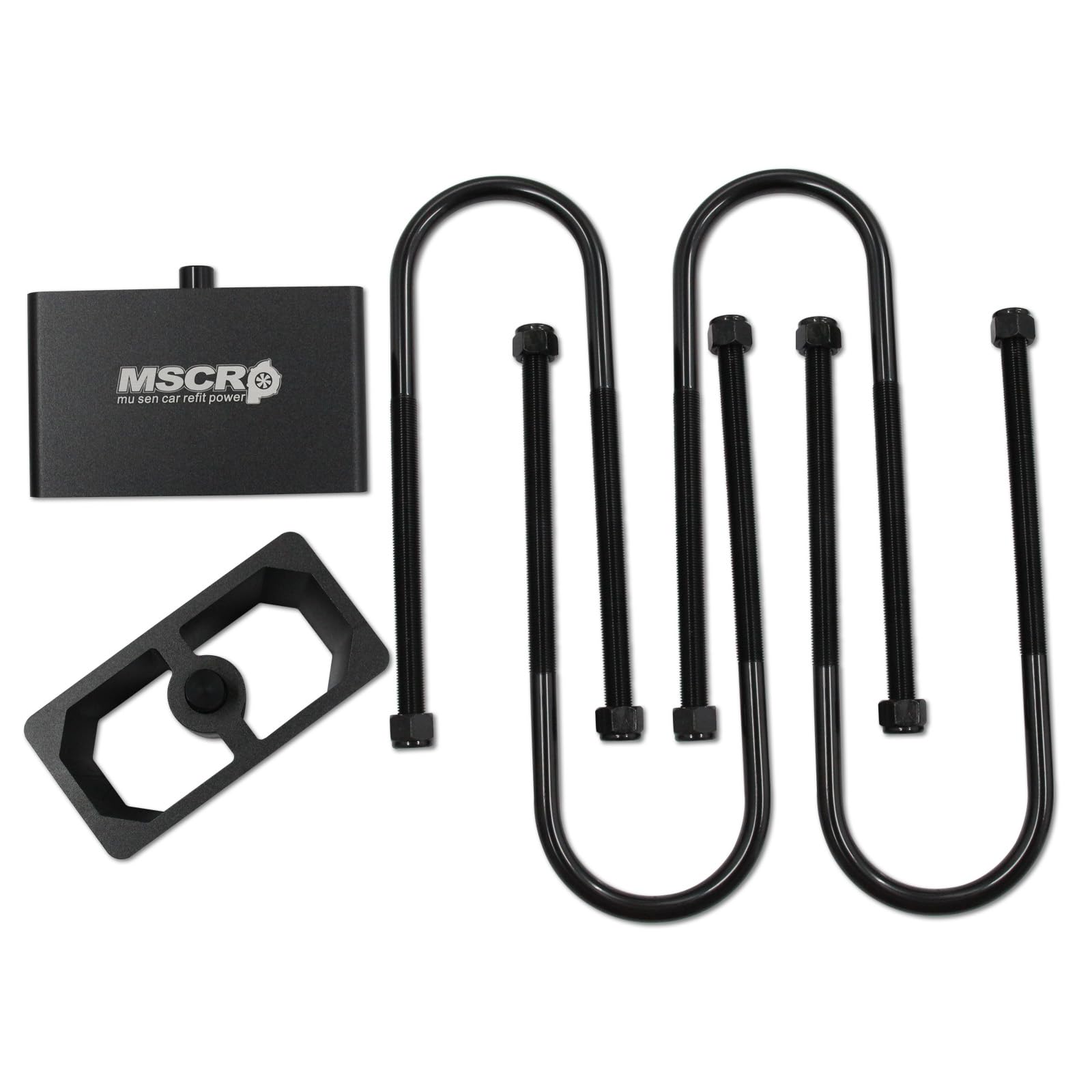 Photo 1 of Universal Billet Aluminum Leaf Spring Lowering Block Kit with U-Bolts & Hardware, 3 Inch, 2-1/2" Wide, 5" Long (3 Inch)