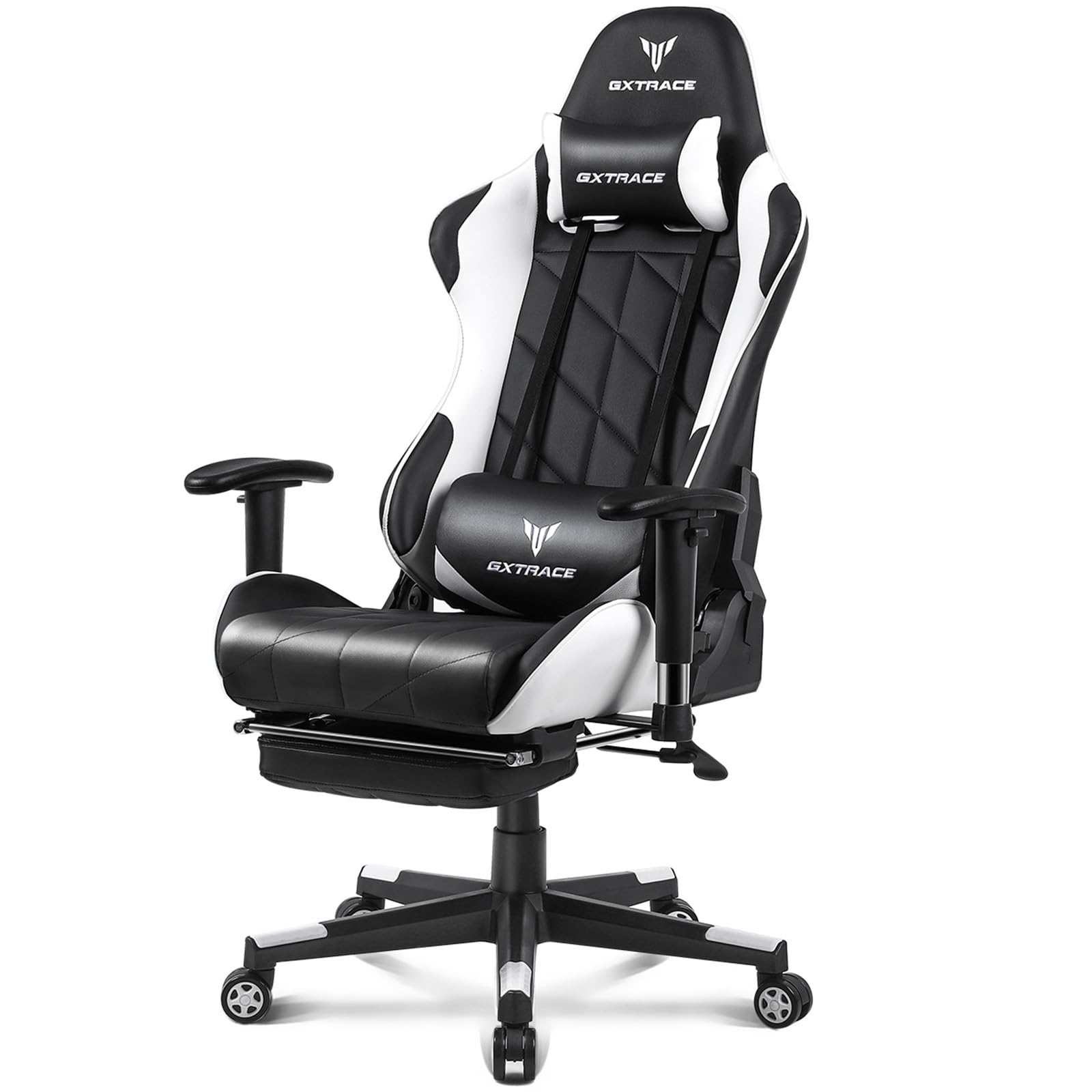 GXTRACE ゲーミングチェア ゲームチェア オットマン付き オフィスチェア 人間工学 １６５度 リクライニング ハイバック テレワーク 椅子 PCチェア (White)商品画像