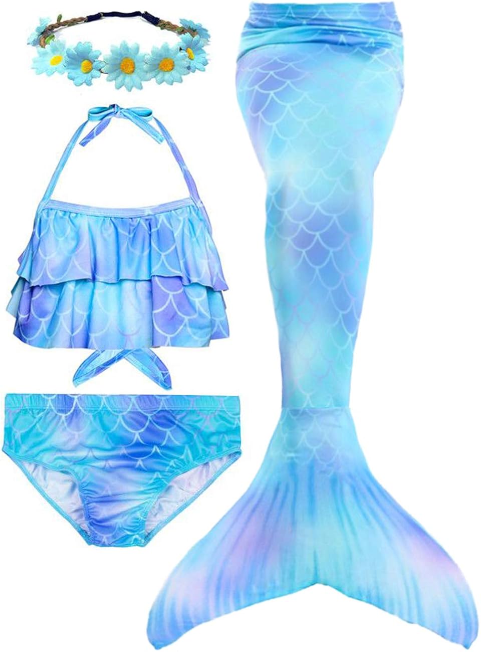 Girls 3 PCS Swimsuit Mermaid Bathing Suit for Swimming