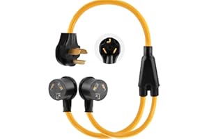 TOVEN-RV 3 Prong Dryer Y Splitter NEMA 10-30P Male to Two NEMA 10-30R Female, 30 Amp 250 Volt 7500W STW 10 AWG Dryer Outlet Splitter for Tesla EV Charger Dryer Cord Y Splitter 3 Feet Power Cable, UL Listed