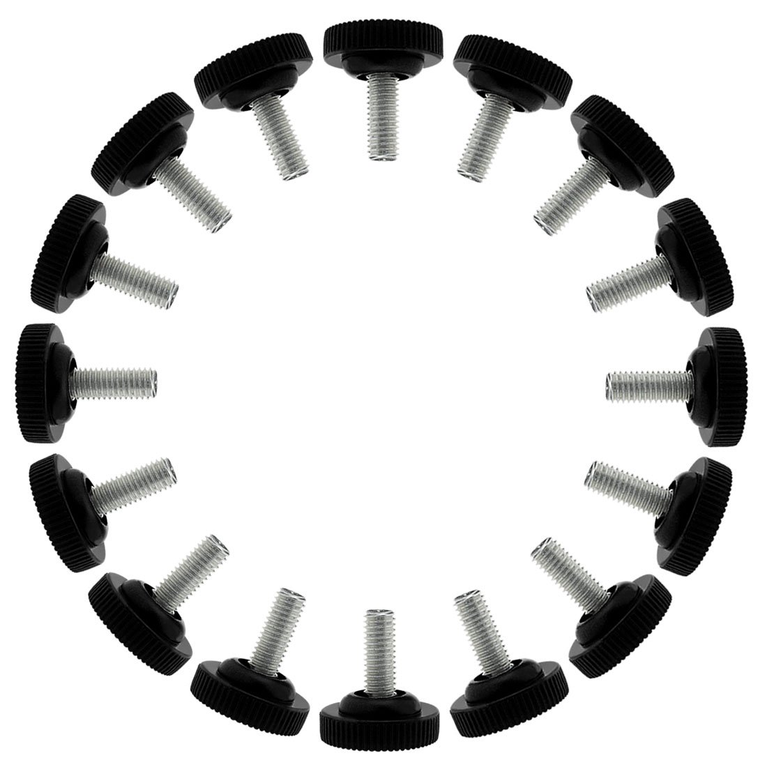 sourcingmap M8 x 16 x 28mm Screw on Furniture Glide Leveling Feet Floor Protector Adjustable Leveler for Chair Leg 16 Pack