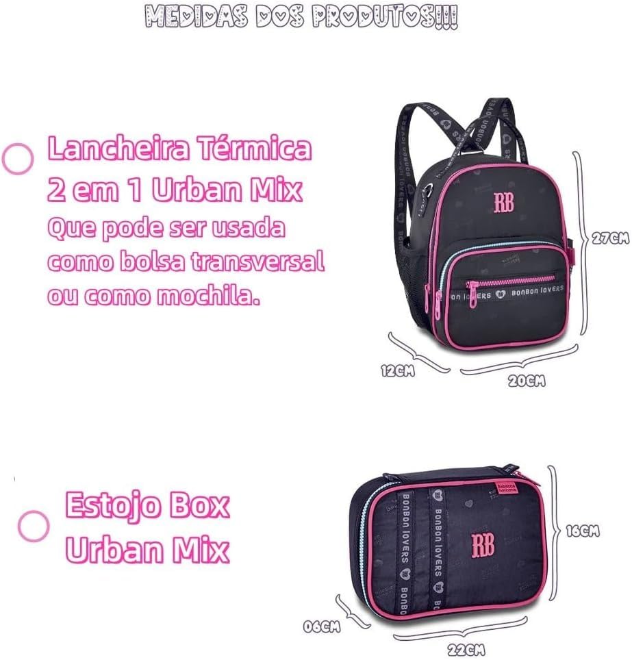 Kit Mochila de Costas Com Bolsinha Rebecca Bonbon Original Lancheira Térmica Estojo