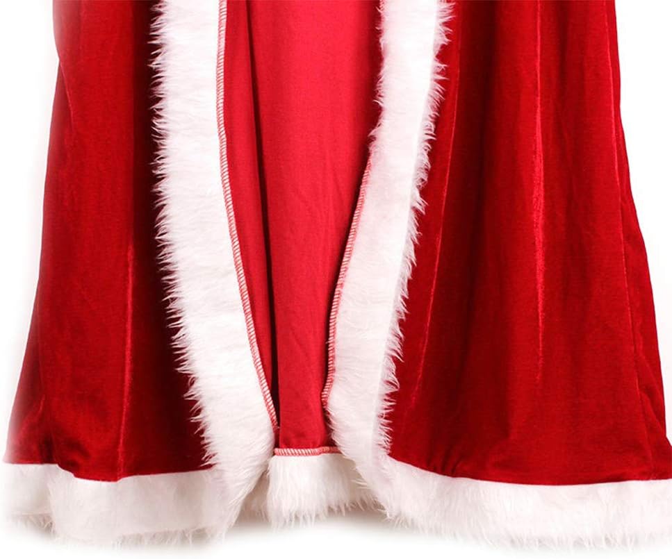 Christmas Cloak Cape Super Soft Velvet Christmas Party Cloak Hooded Cape Robe Mrs. Santa Claus Robe Christmas Costume Dress Party Dress Up Costume for Halloween Christmas Party for Women Girls 100cm - Image 5