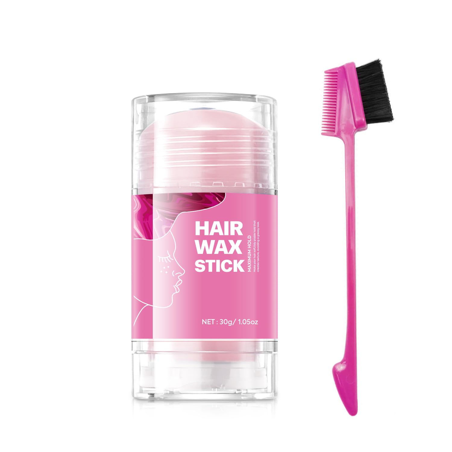 immetee Hair Wax Stick, Slick Stick for Hair, Slick Back Wax Stick for Women, Edge Control Gel, Smooth Frizz Hair Slick Stick.30g (Pink)