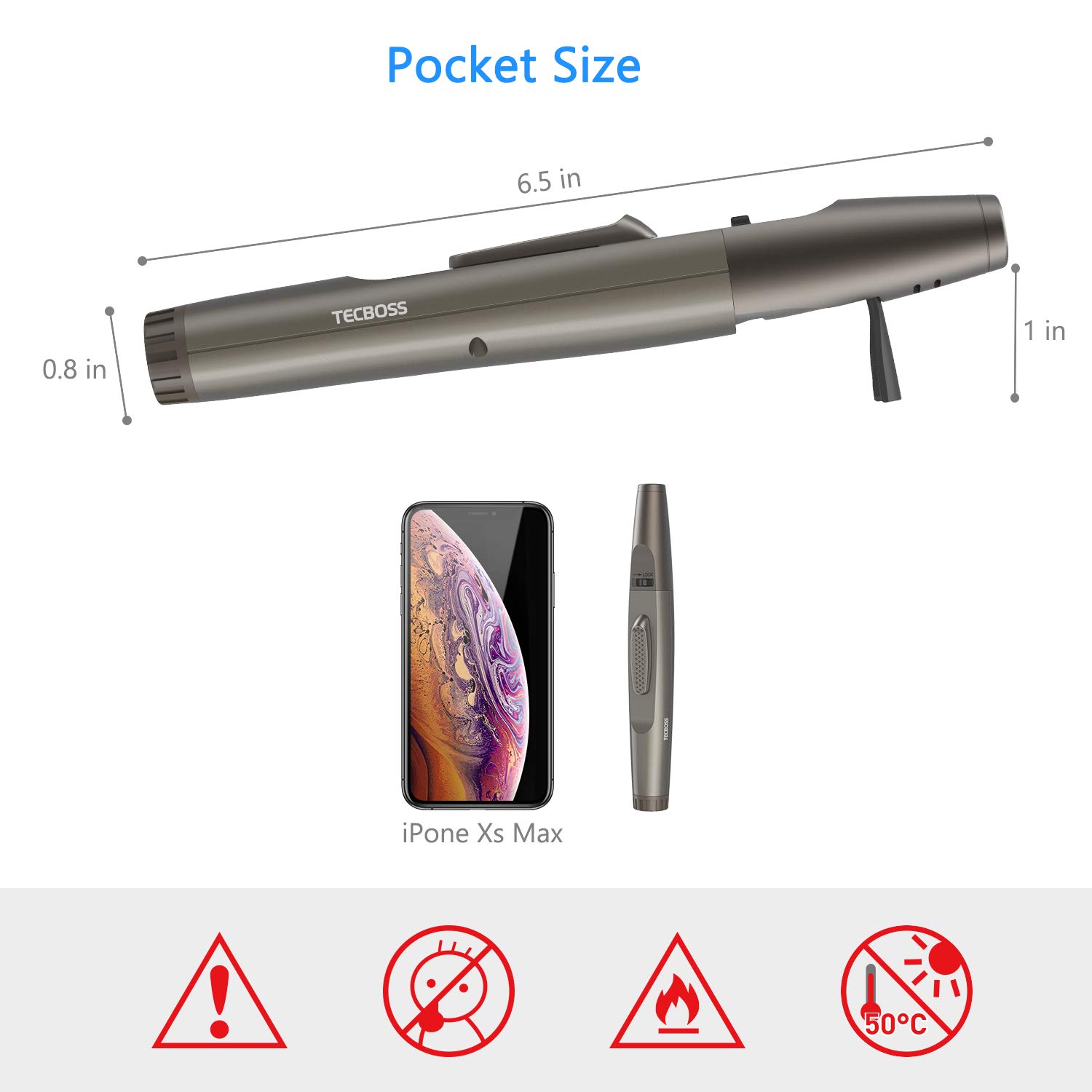 Torch Lighter, Tecboss Lighter Adjustable Jet Flame Portable Refillable Butane Lighters for Camping Cooking BBQs Fireworks, Metal Casing, Gift Box (Gas Not Included)