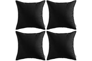 MIULEE Pack of 4 Decorative Outdoor Waterproof Summer Pillow Covers Square Garden Cushion Cases PU Coating Throw Pillow Cover Shell for Patio Tent Park Couch 16x16 Inch Black