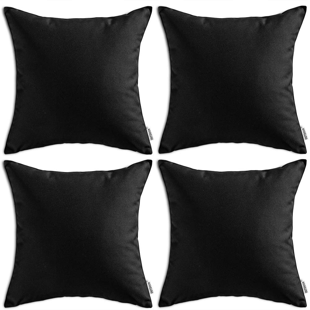 MIULEE Pack of 4 Outdoor Waterproof Throw Pillow Cover Home Pillow Case Decorating Cushion Covers Protectors for Tent Park Bed Sofa Chair Bedroom Decorative Pillowcases 45x45cm 18x18inch Black โ image 1