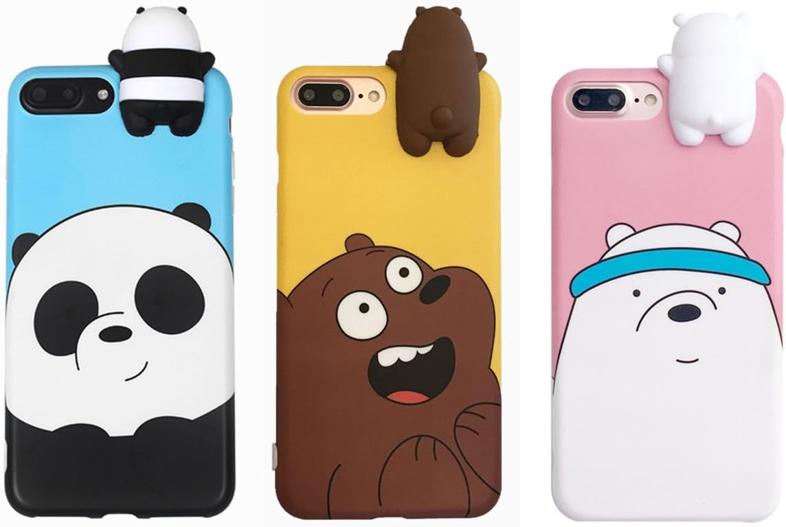 Aikeduo for iPhone 6plus case 3D Cartoon Animals Cute We Bare Bears Soft Silicone Case Cover Skin 3pcs Sell for iPhone 6plus /6splus 5.5 inch case (iPhone6plus/6s Plus)