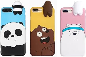 Aikeduo for iPhone 6plus case 3D Cartoon Animals Cute We Bare Bears Soft Silicone Case Cover Skin 3pcs Sell for iPhone 6plus /6splus 5.5 inch case (iPhone6plus/6s Plus)