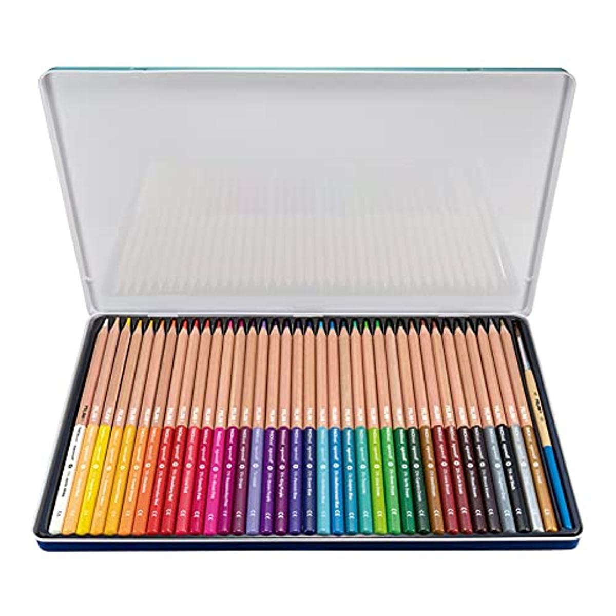 MILAN Metal Box of 36 Watercolour Colouring Pencils Thick Lead Diameter 3.5 mm Hexagonal + Brush