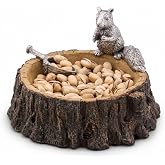 Arthur Court Standing Squirrel Nut Bowl - Aluminum &amp; Resin Decorative Dish for Snacks - 7 Inch Diameter