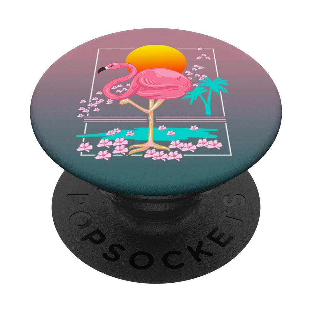 Flamingo Flowers Sunset Cute Animal Tropical Bird Lover Gift PopSockets PopGrip: Swappable Grip for Phones & Tablets