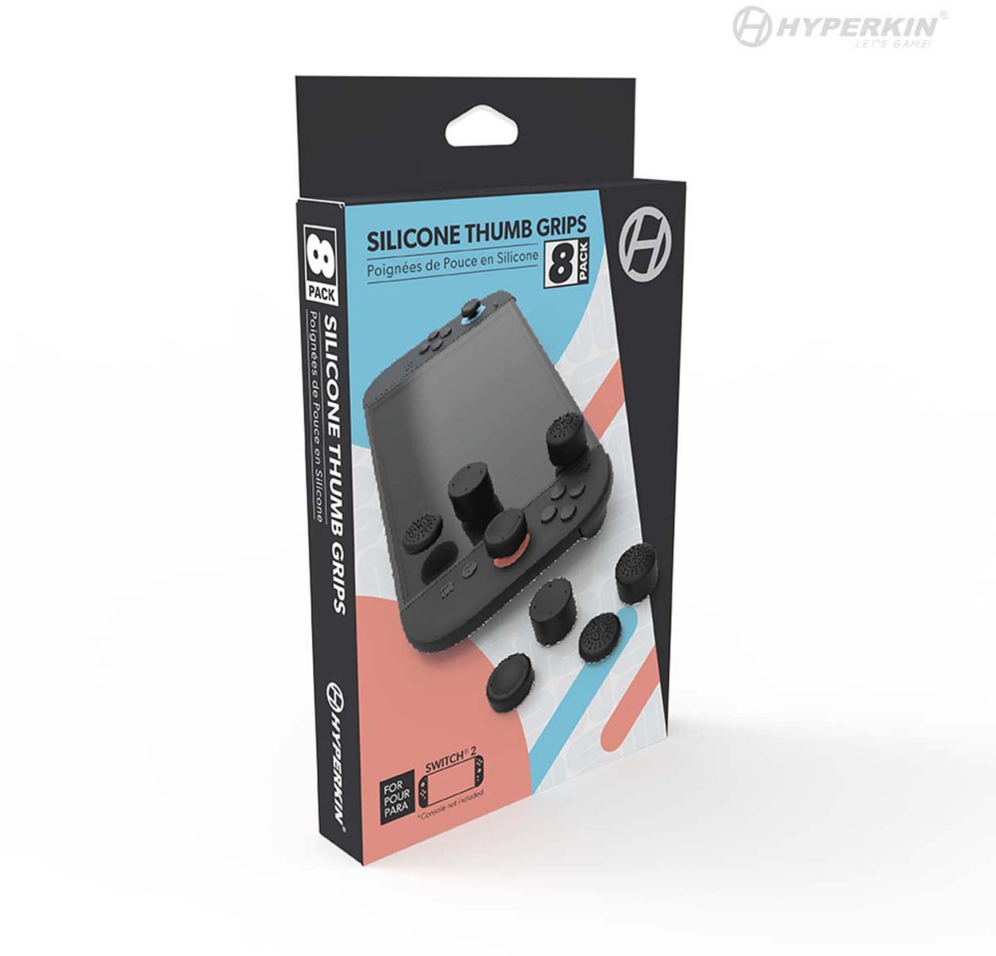Hyperkin - 8-Pack Thumb Grips for Nintendo Swithch 2 / Joycon 2 Controller - Pro Series Precision Textured Caps for Enhanced Grip, Anti-Slip Analog Stick Covers for Intense Gaming Sessions - Black