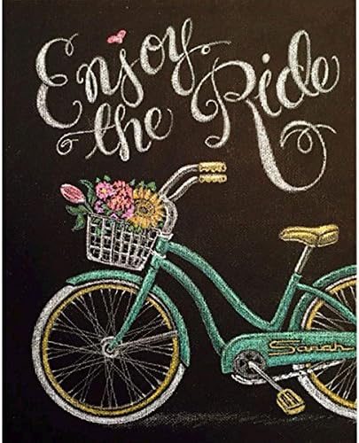 DIY 5D Diamond Painting Kit Round Diamond Embroidery Rhinestone Cross Stitch Full Drill Diamond Painting Arts Craft Supply for Home Decoration Blackboard Newspaper Pattern (Bicycle 2)