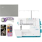 Bernette B68 Maker | Overlock &amp; Coverstitch Combo Sewing Machine with Cutting Mat, Rotary Cutter, Scissors &amp; Thread Pack