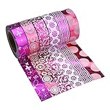 Mudder Washi Masking Tape Set, Adhesive Paper Tape for Crafts, Set of 6 (Hot Pink)